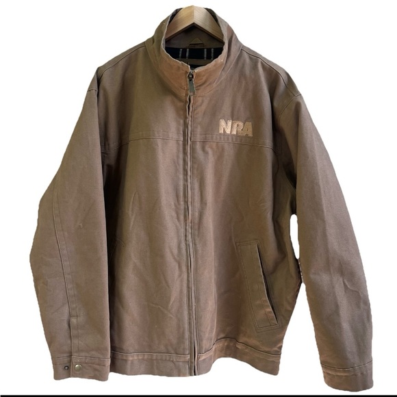 Burks Bay Other - Burks Bay NRA Brown Canvas Chore Trucker Jacket XL Flannel Lined Conceal Carry